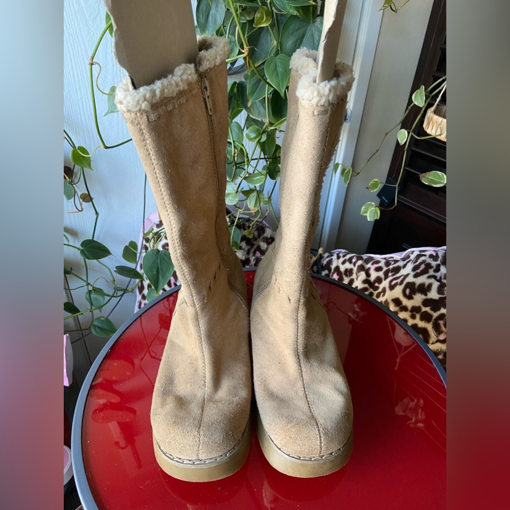 Xhilaration suede faux fur platform boots